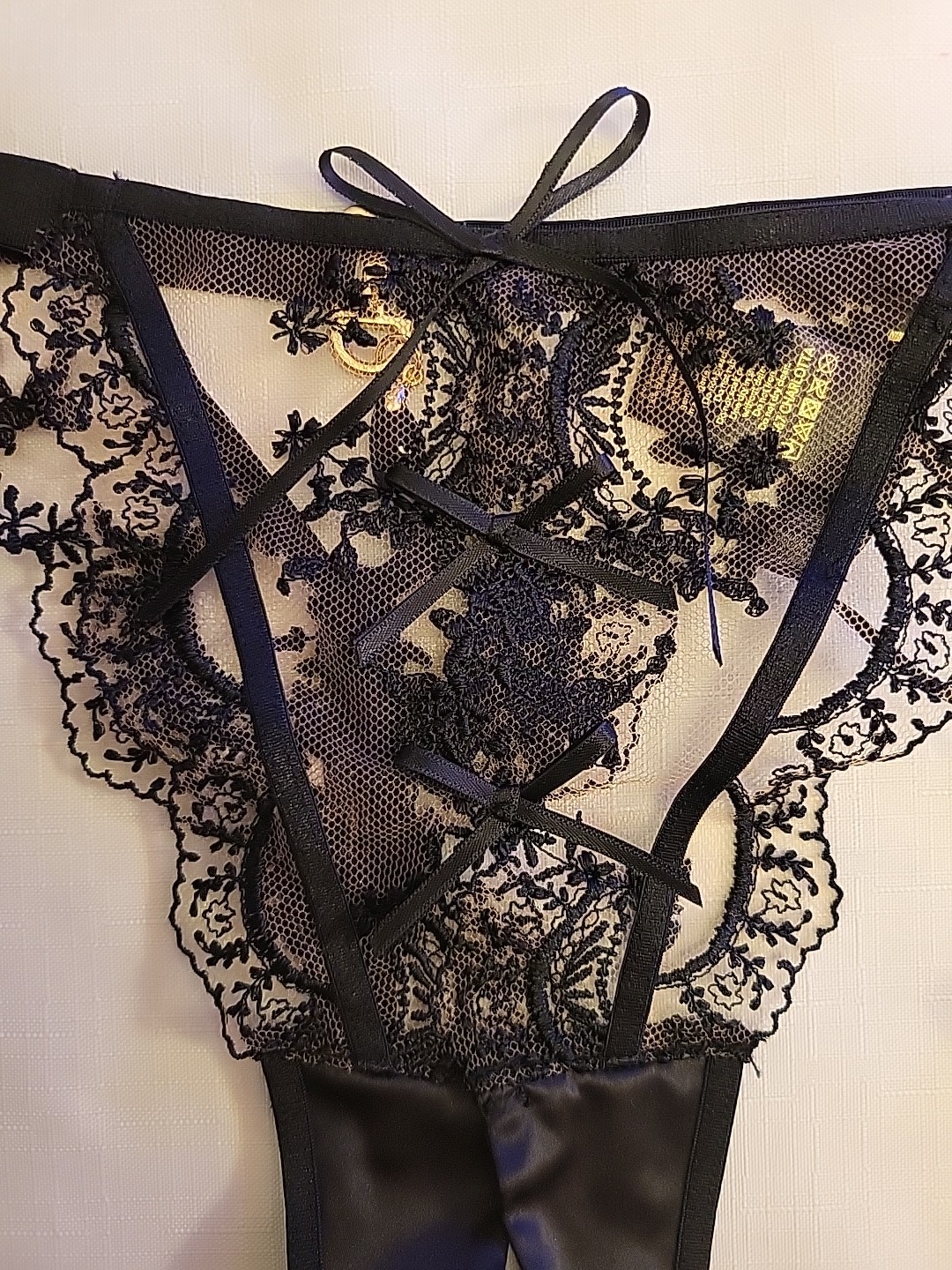 Honey Birdette Charlotta Thong Black Size XL RRP £55.00 Brand New With Tags