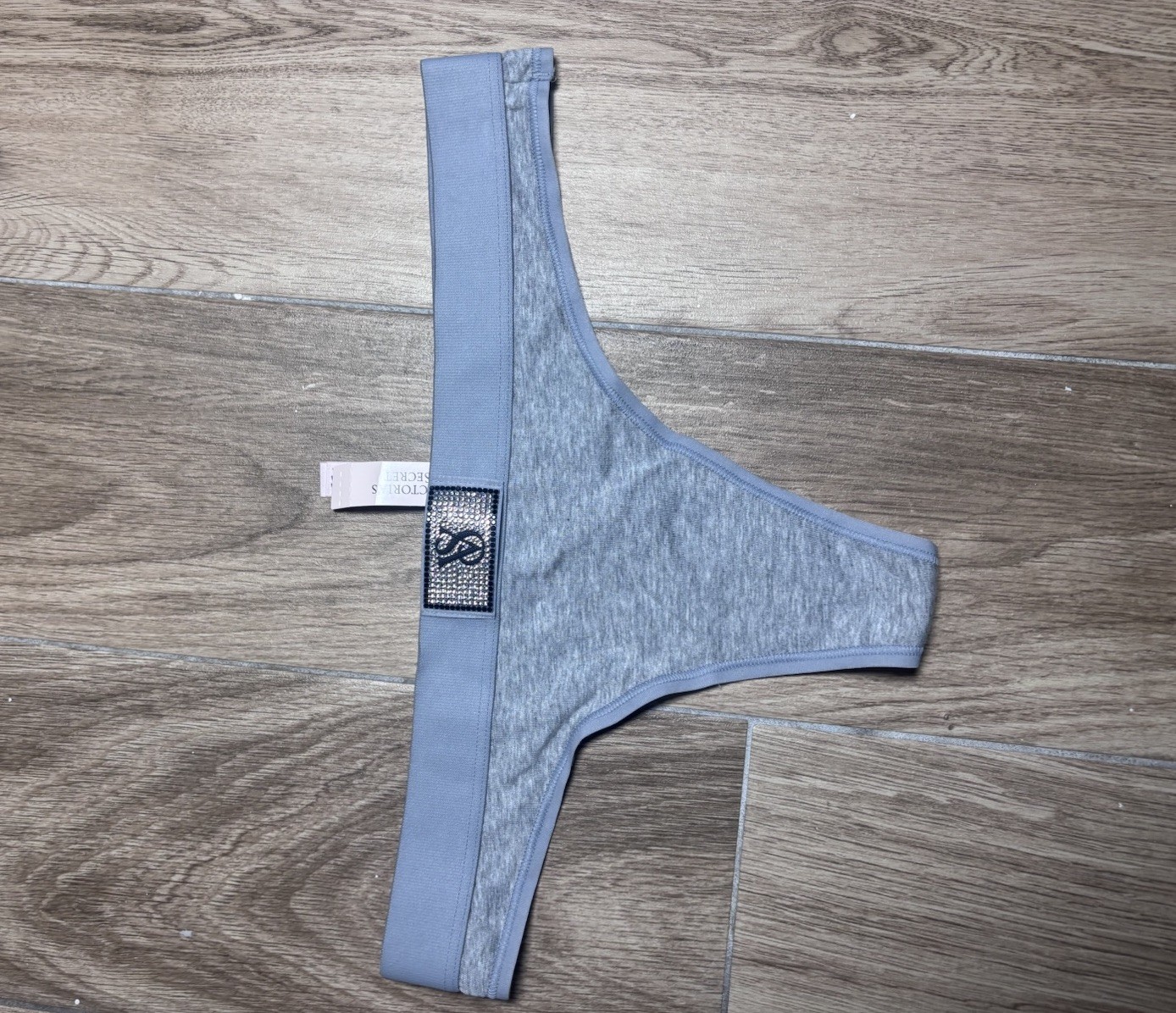 Victoria’s Secret 2-Pack Thong Panties M Gray/Pink Cotton Stretch Logo Waist