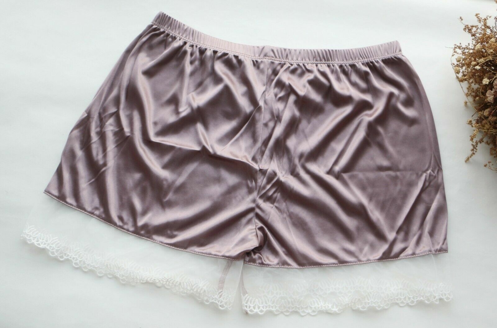 Women Sexy Home Shorts smooth&Mesh underwear Ladies Silkly boyshorts Knickers S