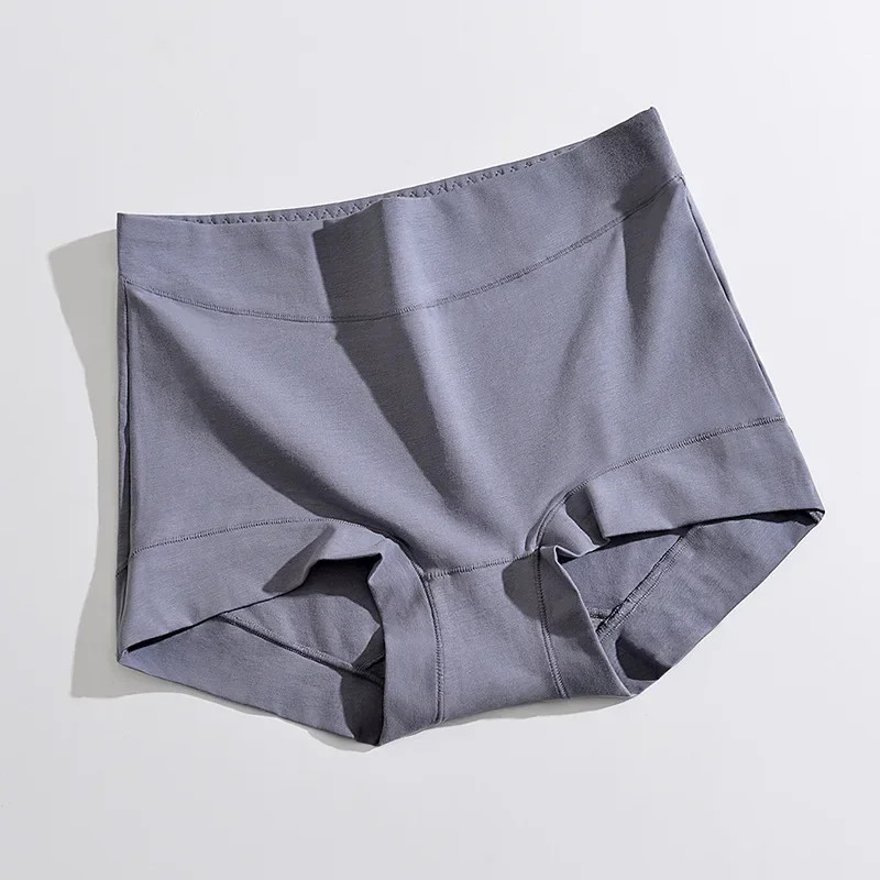 1pc High Rise Panties Pure Cotton Solid Color Boxer Shorts Plus Size Underwear