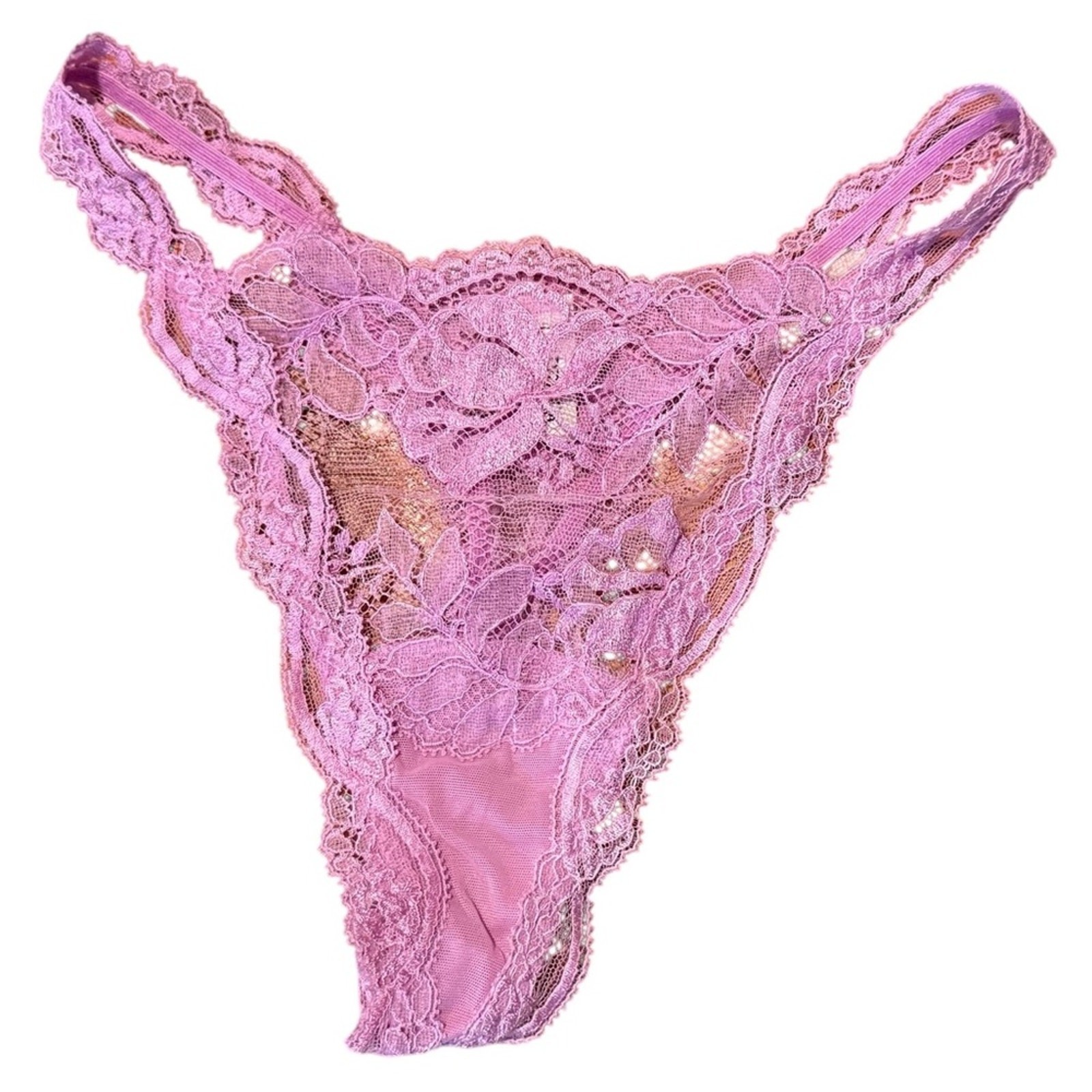 La Perla size 2 US 8 lavender lace thong designer lingerie coquette high v waist