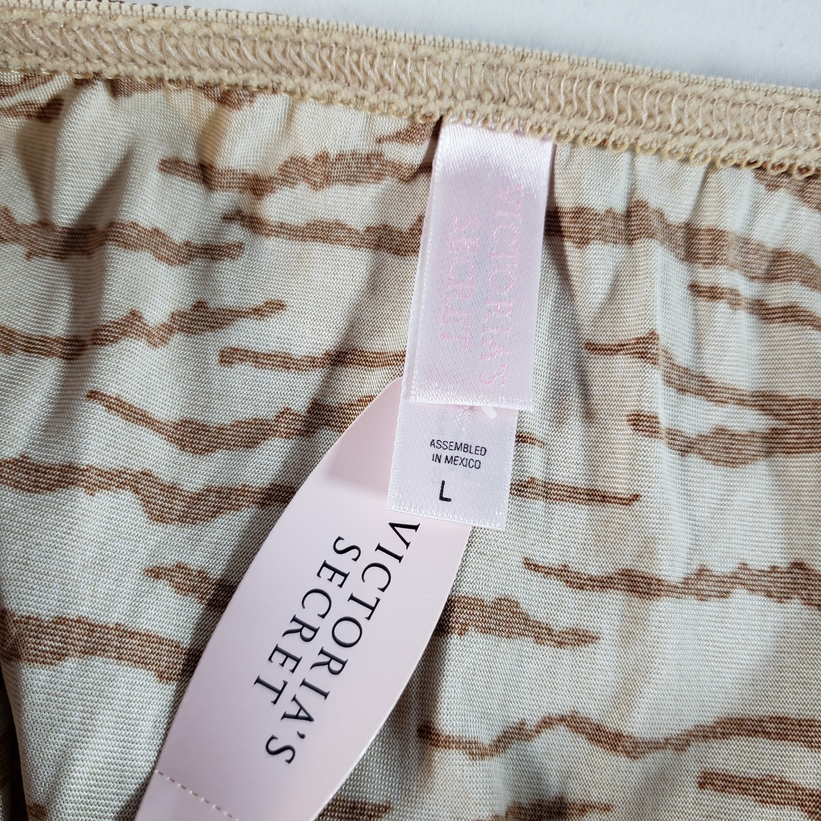 Victoria’s Secret Second Skin Satin Bikini Large Gold Orange Tiger NWT