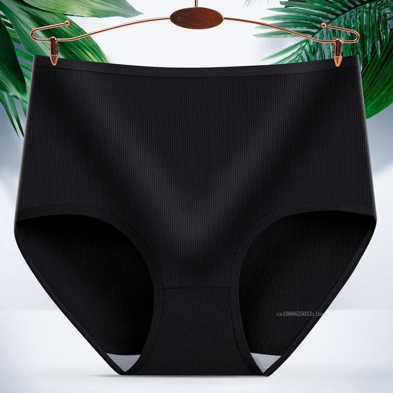High Waist Cotton Panties Briefs Solid Breathable Soft Comfort Women Wear
