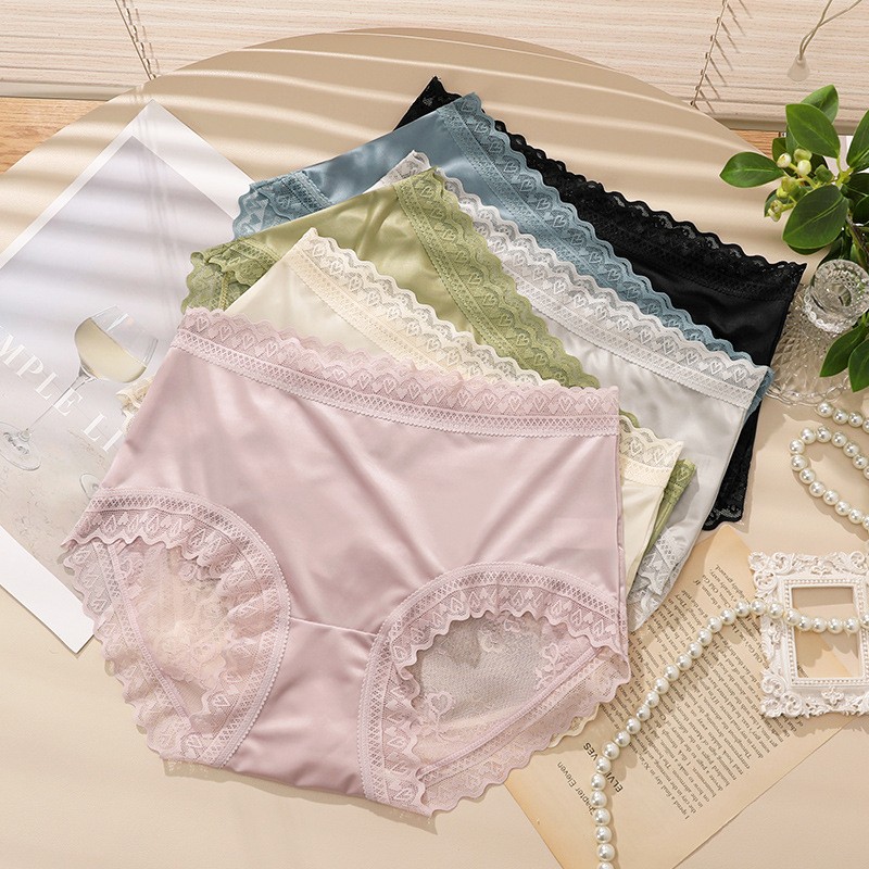3 Pack Lot Sexy Womens Satin Panties Underwear Brief Ladies Sheer Lace Lingeries