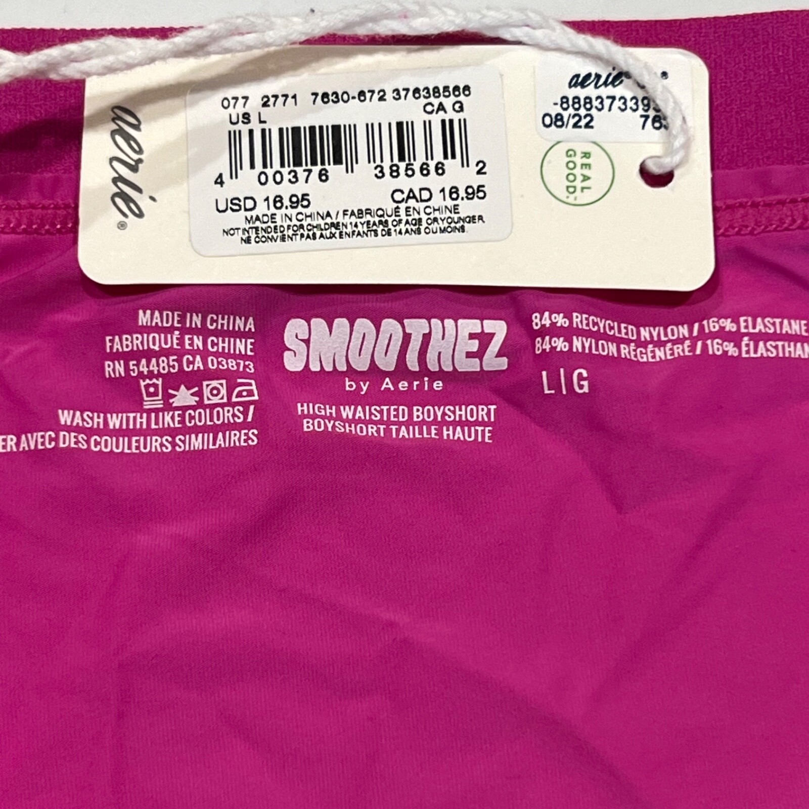 NWT AERIE Smoothez High Waisted Boyshort Pantie Sz XS-S-M-L-XL Fuchsia Pink