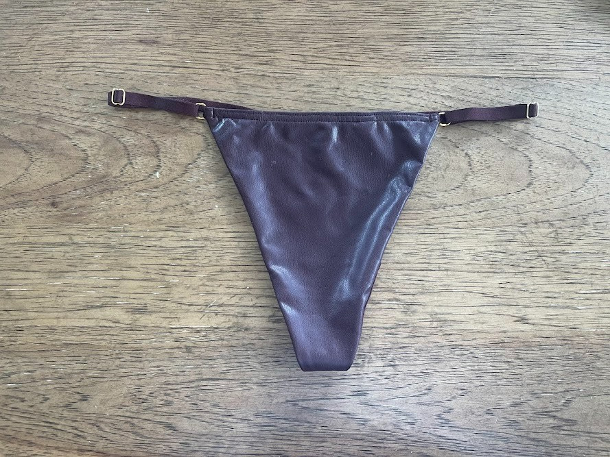 Victoria’s Secret Brown LARGE Very Sexy Faux Leather Adjustable V String Panty