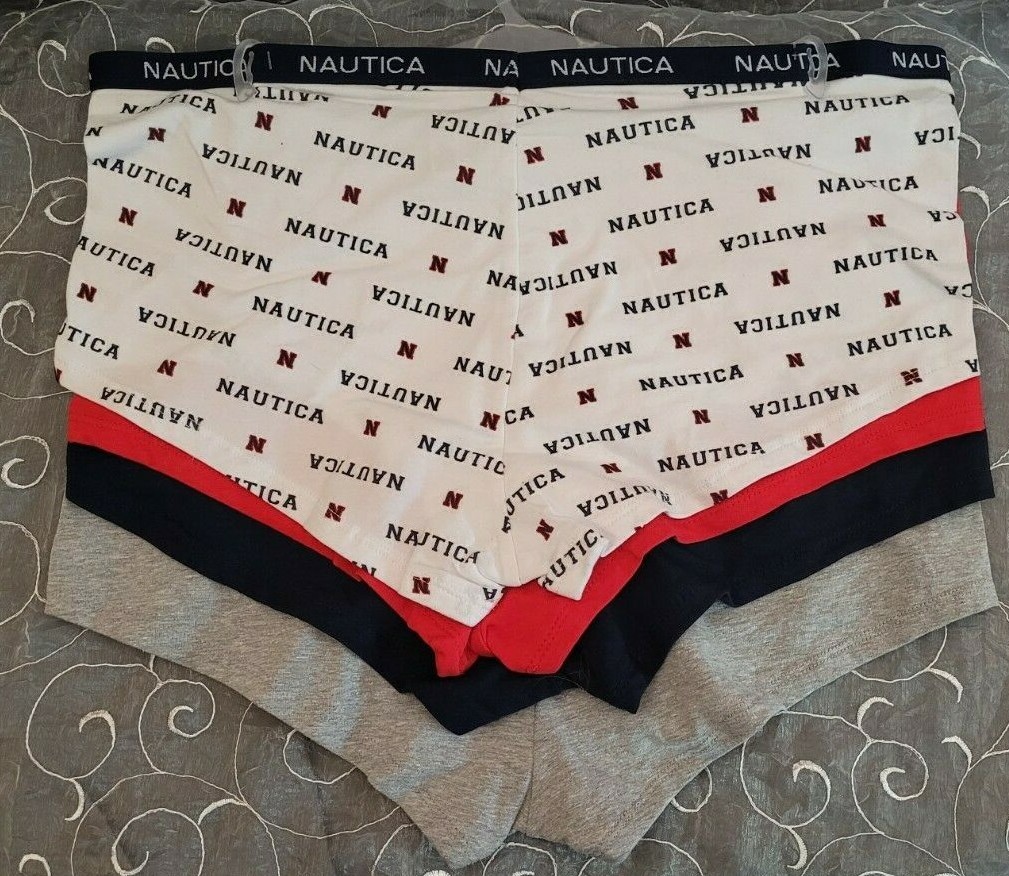 Nautica 4 Cotton Spandex Boyshorts Plus Size 2X Gray Navy Red White SHIPS FREE!