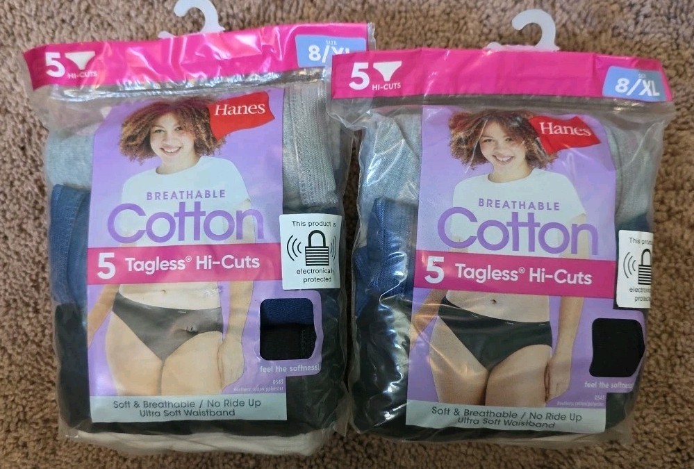 10 Pair Hanes Hi-Cuts Tagless Panties Size 8XL Solid Print Grey Blue Black White