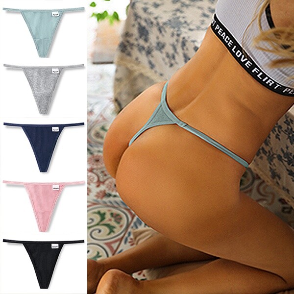 5 Packs Lot Womens Cotton Panties Low-rise Seamless Thongs Sexy Bikini Underwear