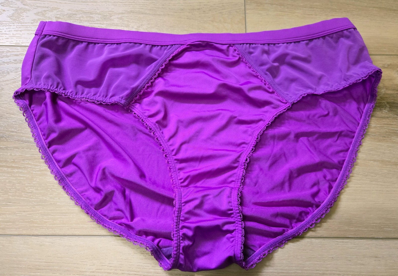 Parfait Light Orchid Silky Satin Mesh Insets French Cut Brief Panties XL XXL