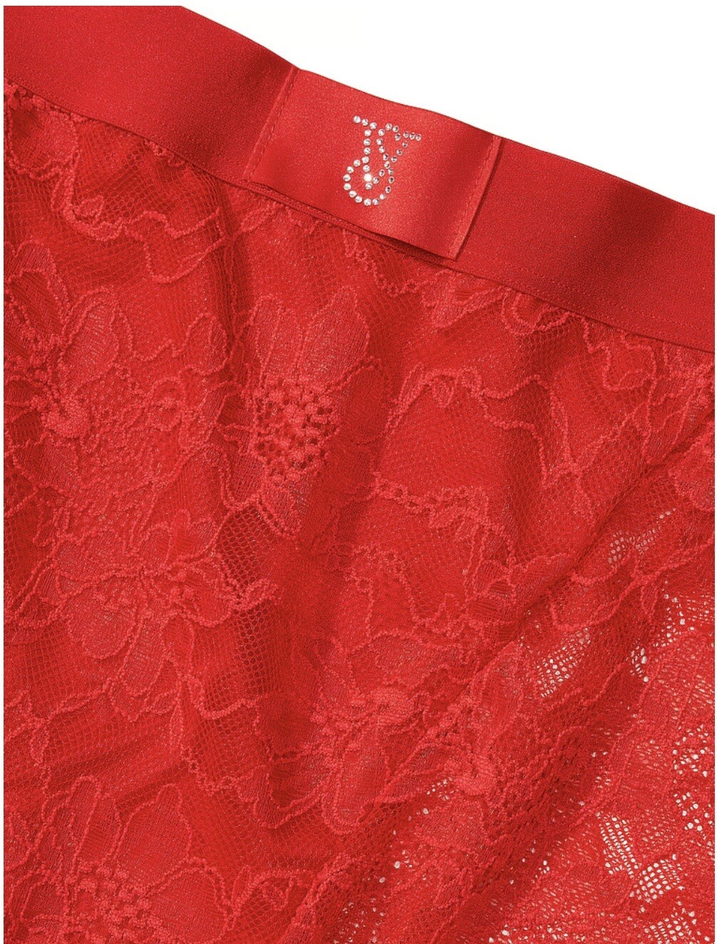 NWT Victoria’s Secret Monogram Shine Patch Lace Boxer Brief Lipstick Red