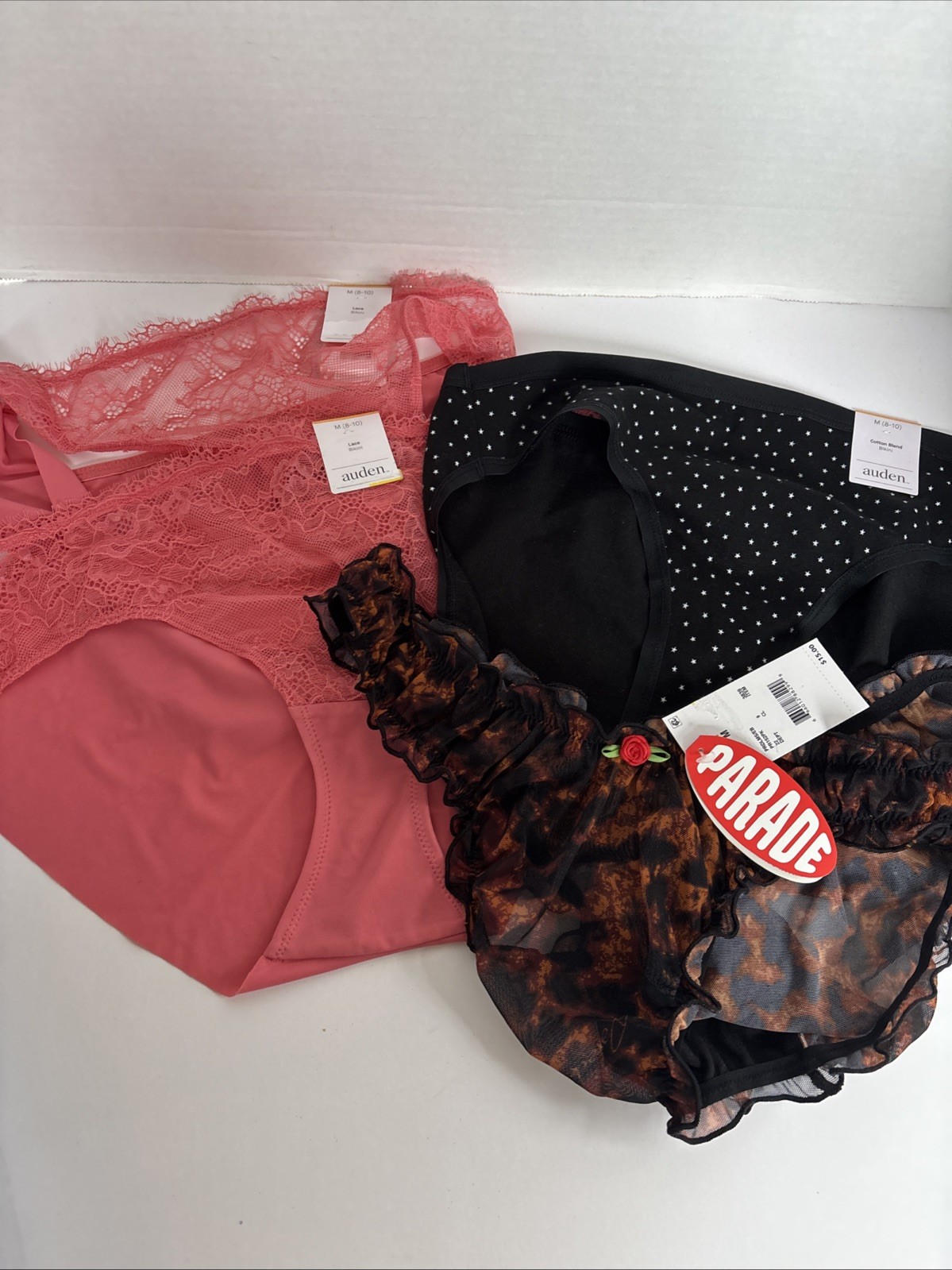 LOT 3 pair Auden women bikini panties & 1 Parade Thong Women’s M 8 – 10 NWT