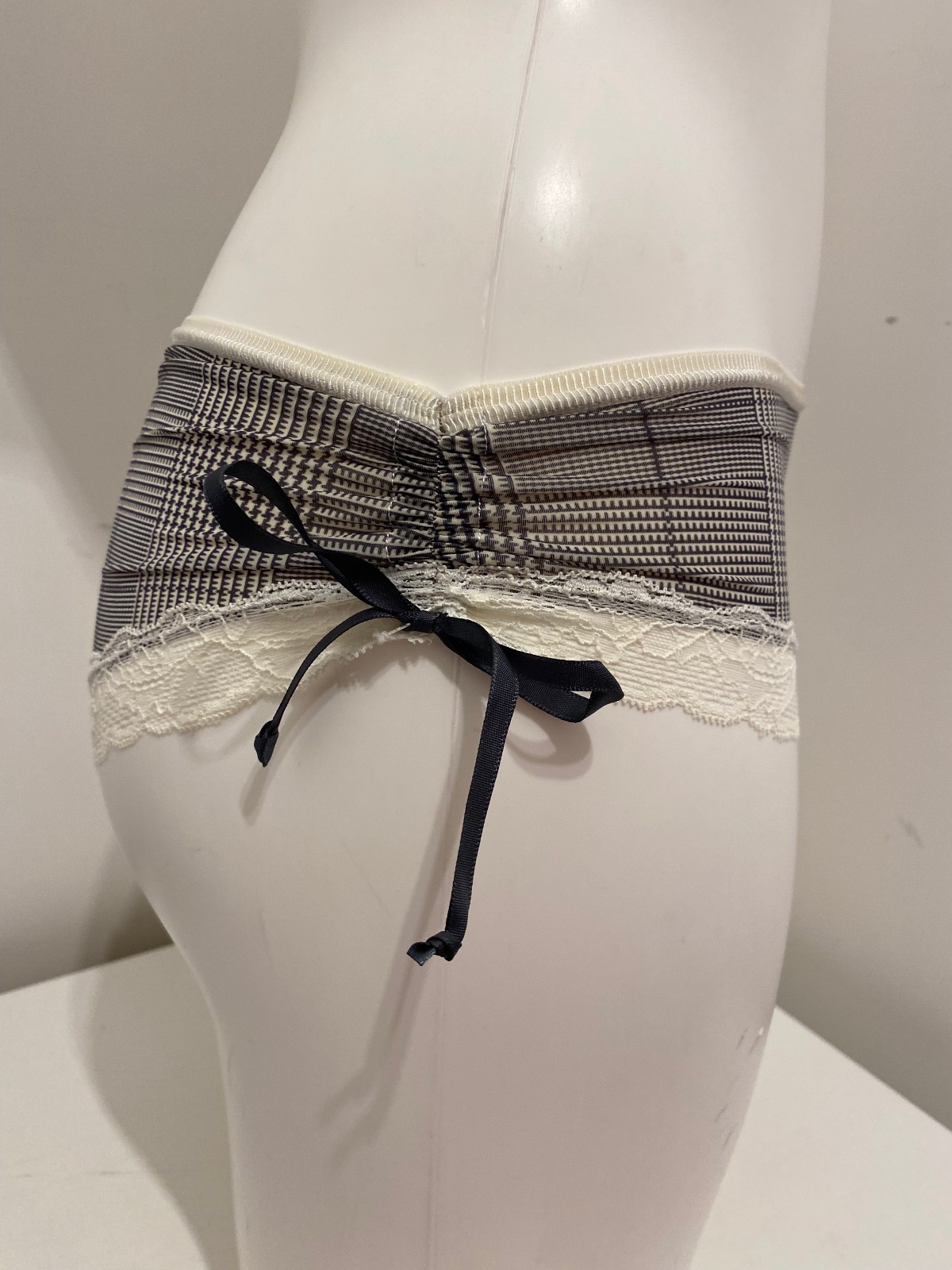 Verdissima Ivory & Anthracite Boyshorts 12 gingham briefs knickers shorty panty