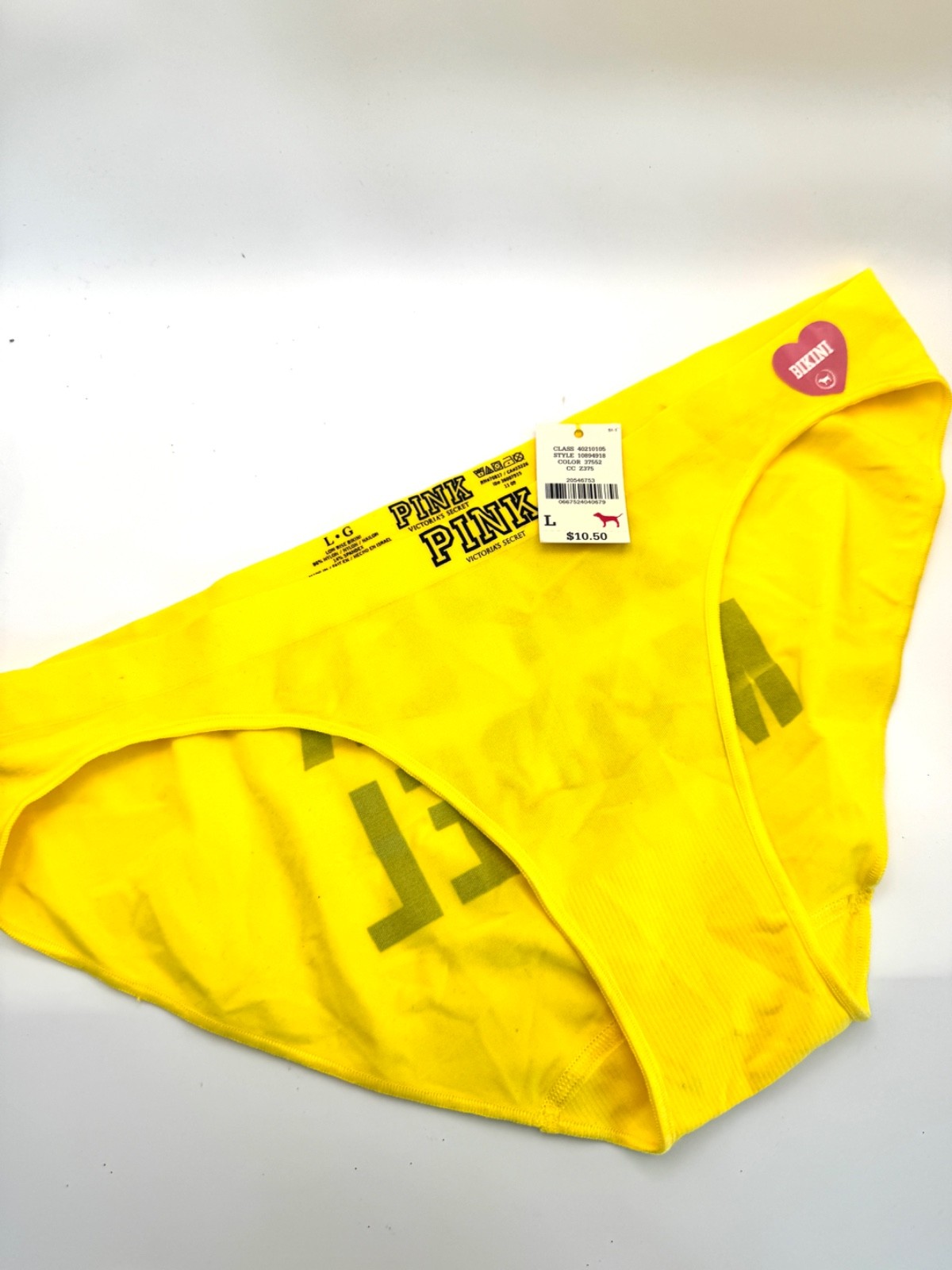 NWT 2009 Y2K VS PINK Supermodel Low Rise Skinny Side Bikini Panty Yellow sz L