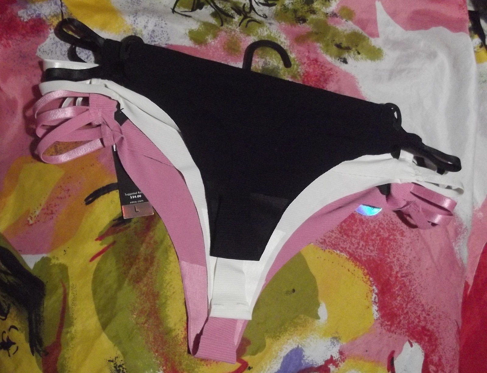3 XOXO INTIMATES XO3737 3PKJ MF SEXY SIDE CUTOUTS THONG PANTIES L