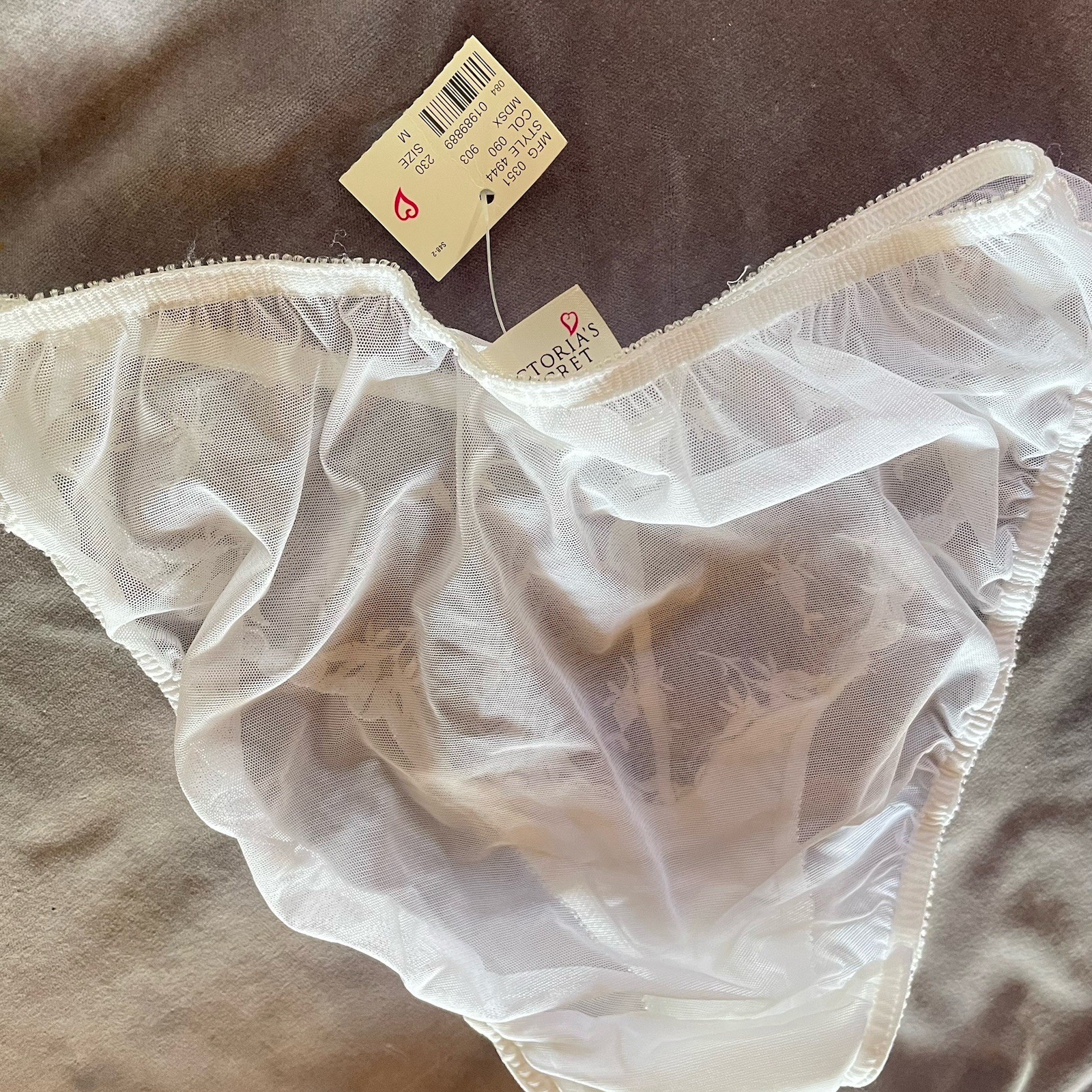 Sheer White Victorias Secret Sz M Panties Vintage Bride Lingerie
