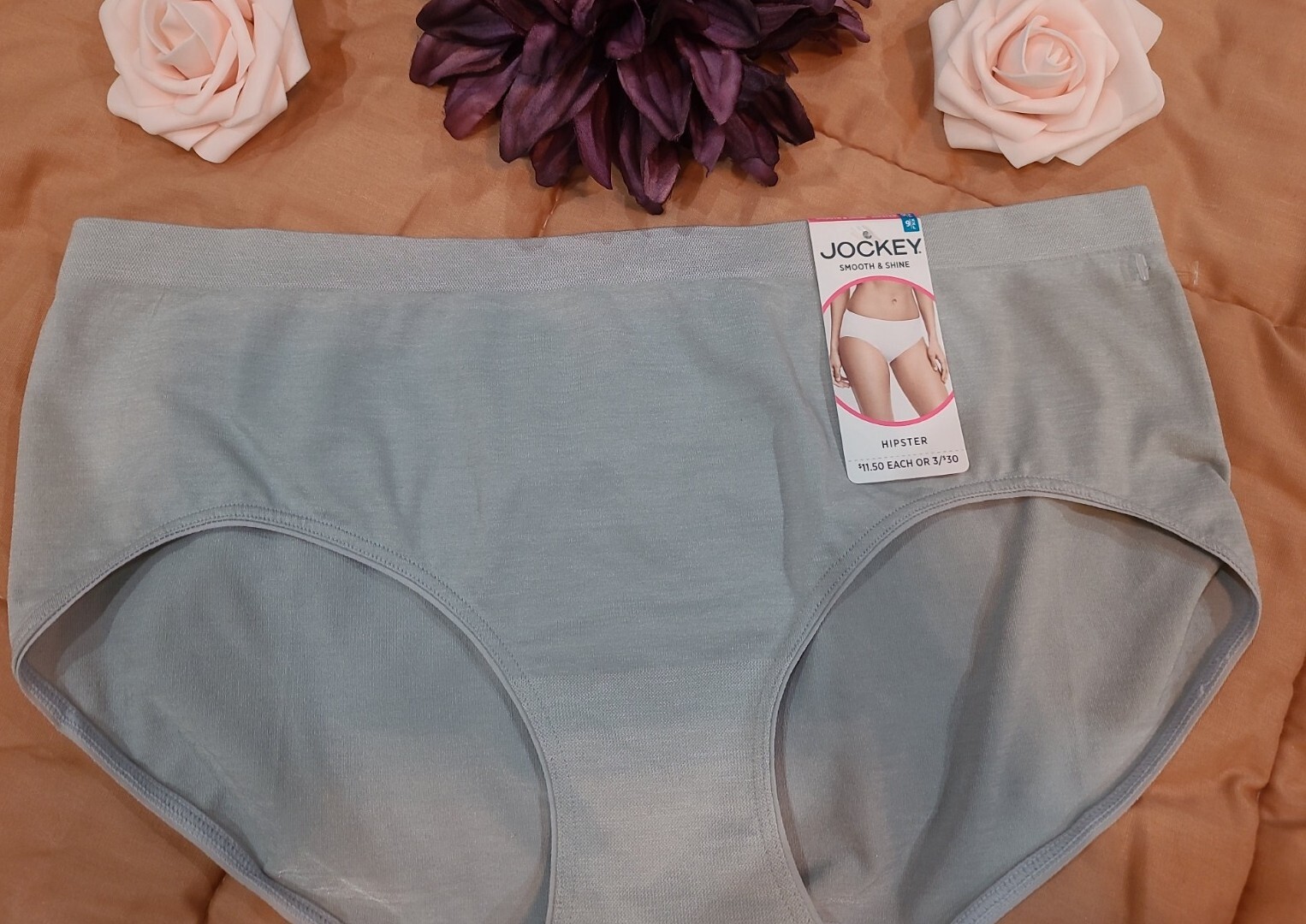 9/XXL JOCKEY Smooth & Shine Seamfree Stretch Gray Hipster 2187 nwt
