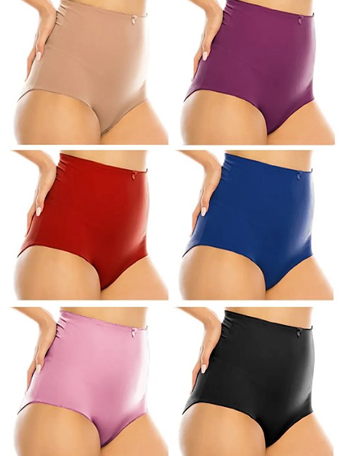 Women’s Hi-Waist Smooth Microfiber Stretch Shaping Briefs 12 Pack