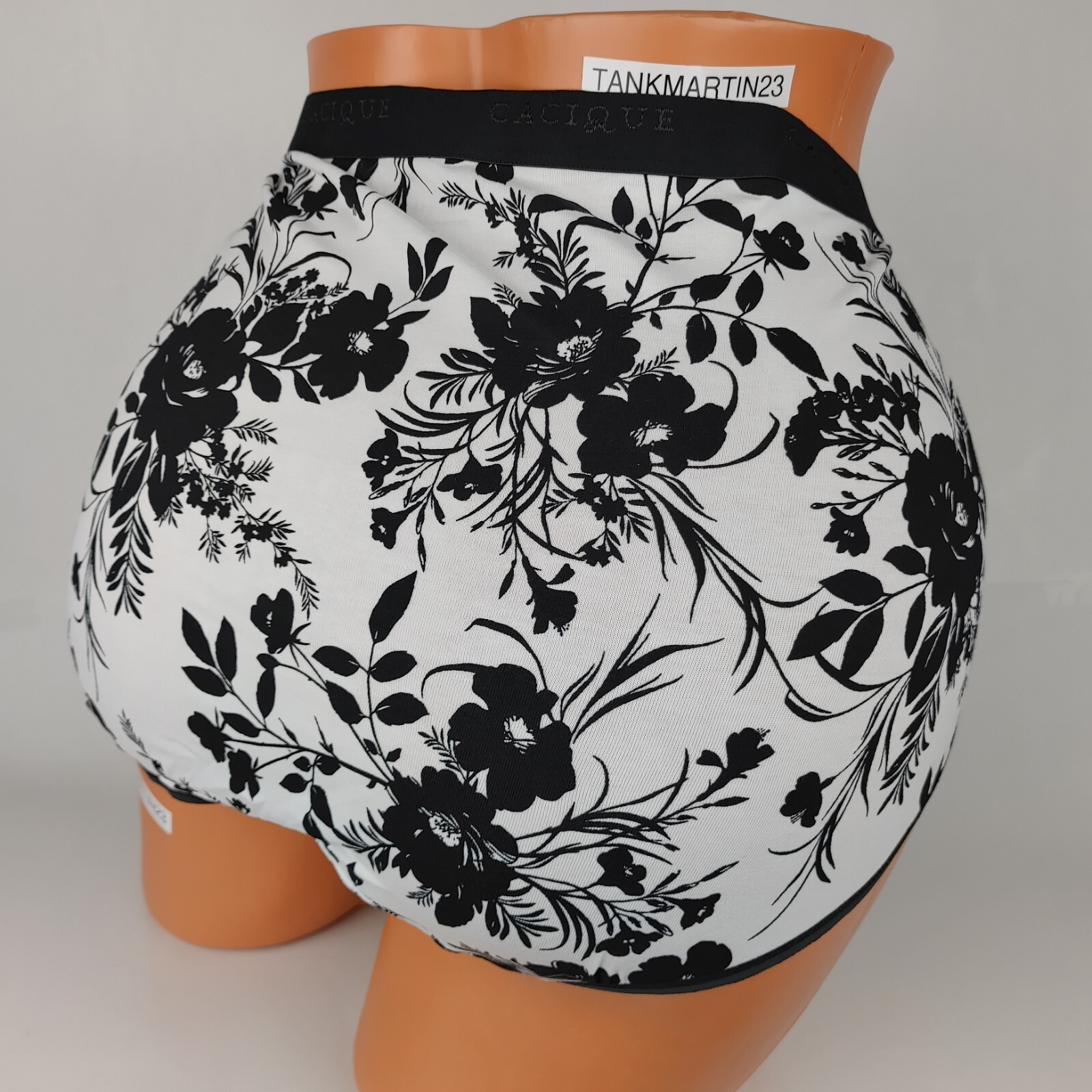 LANE BRYANT CACIQUE COTTON FULL BRIEF 18/20 PLUS PANTY WHITE BLACK FLORAL