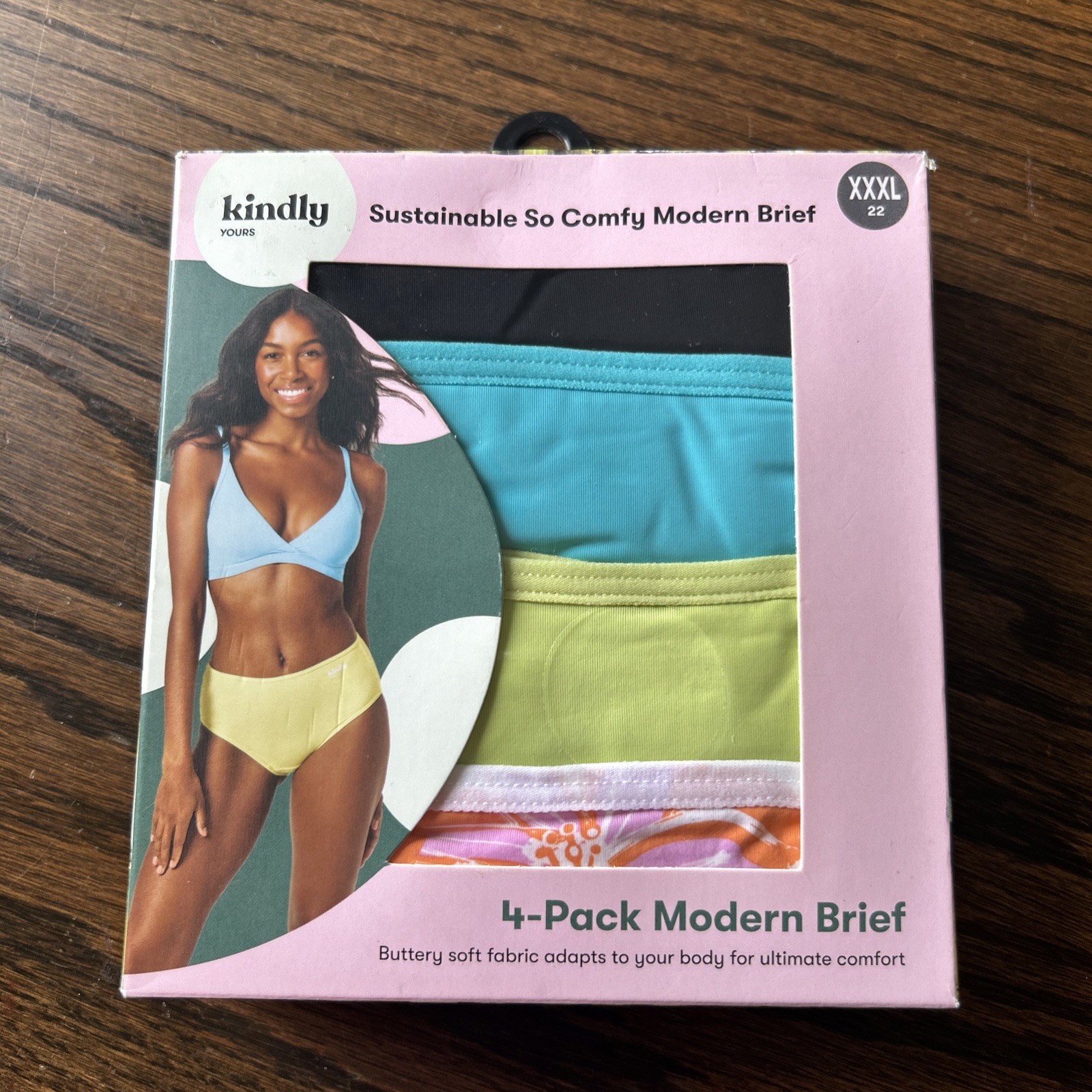 KINDLY Yours Women’s Size 3XLarge 4 Pack Modern Briefs Assorted Colors Floral