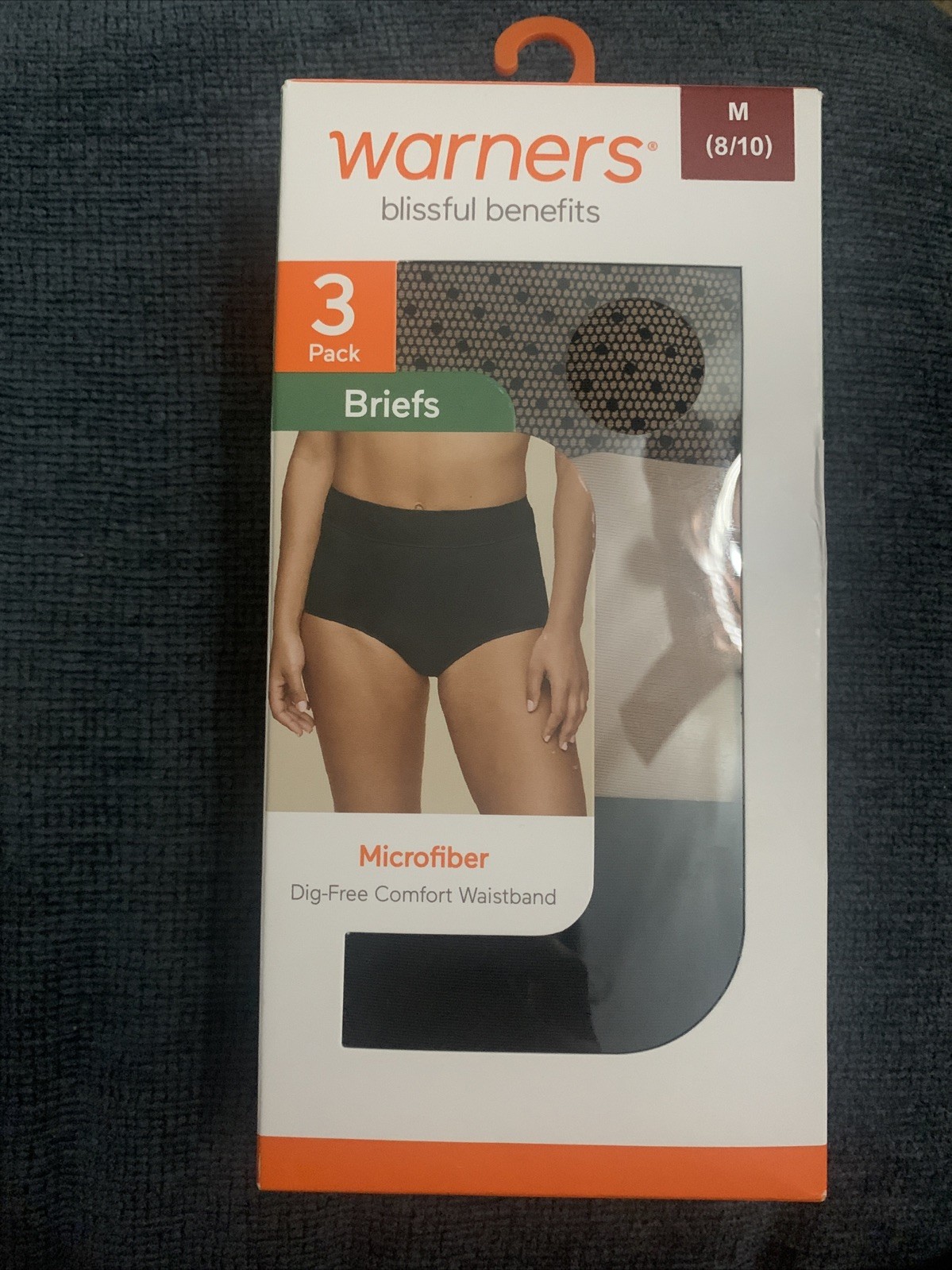 Warners Blissful Benefits Dig-Free Microfiber Brief 3-Pack WRW251BR07W,size-M