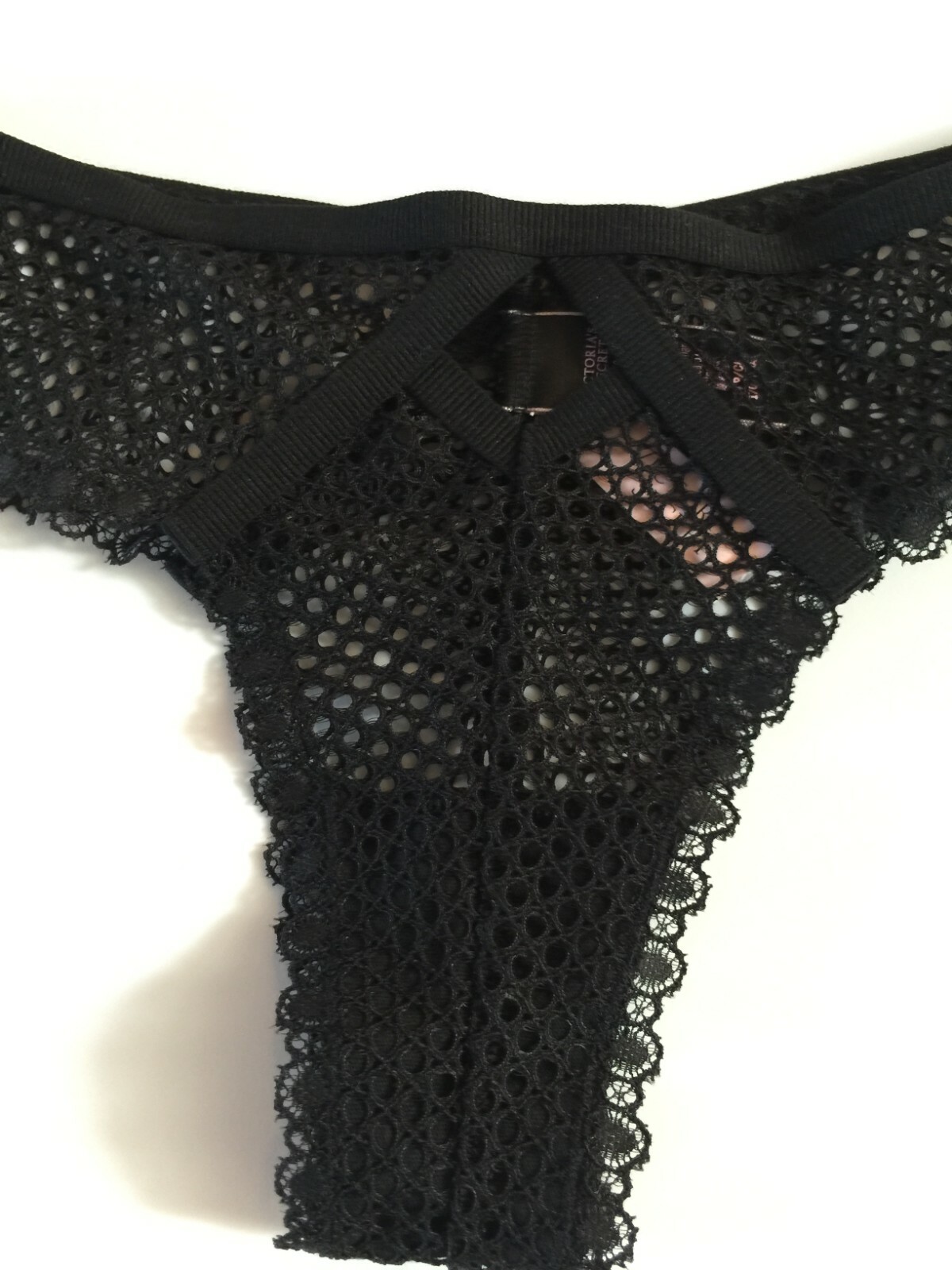 Victorias Secret Black Fishnet Brazilian Panties Size S Very Sexy Split Waist