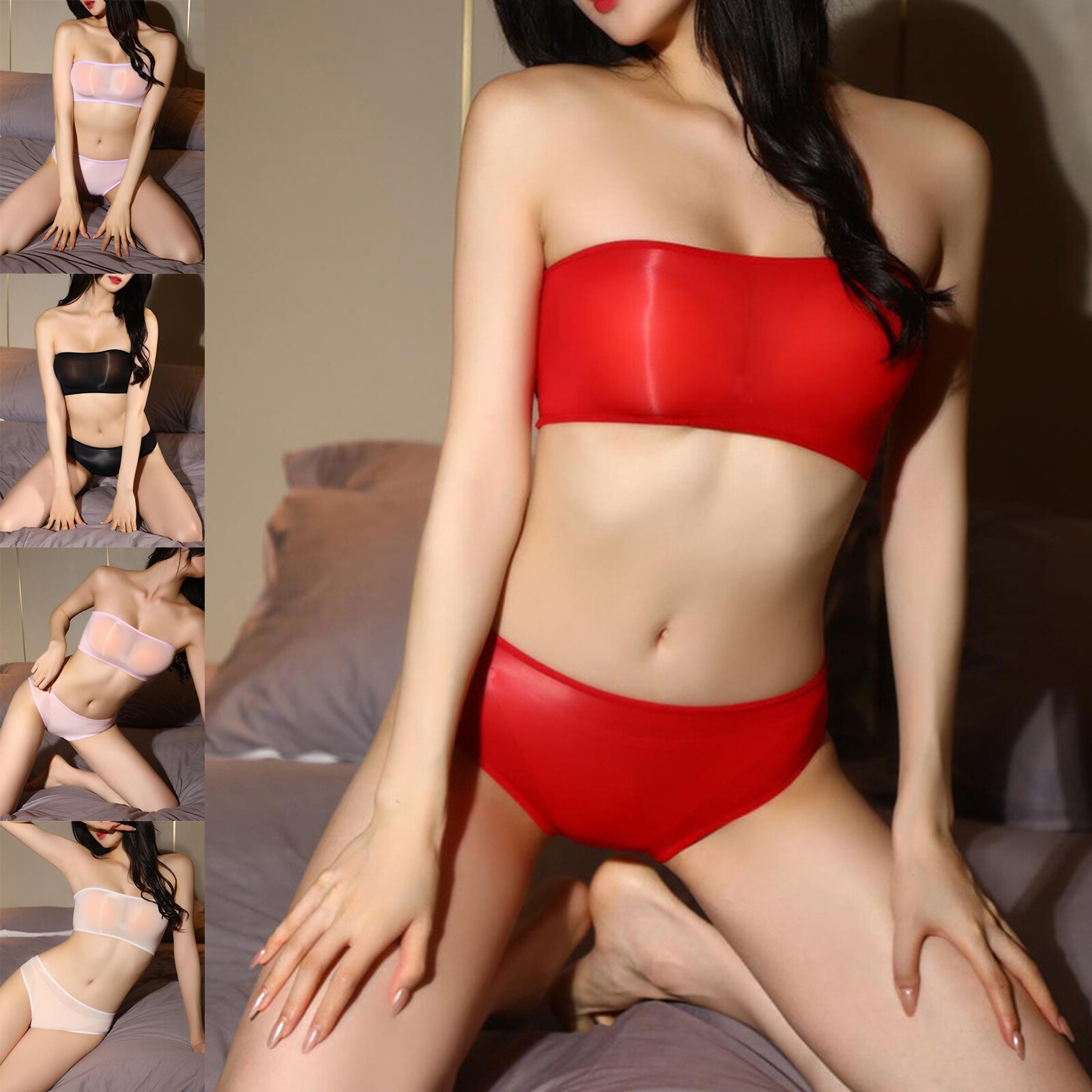 Womens Lingerie Set See-through Underwear Outfits See Through Strapless Top