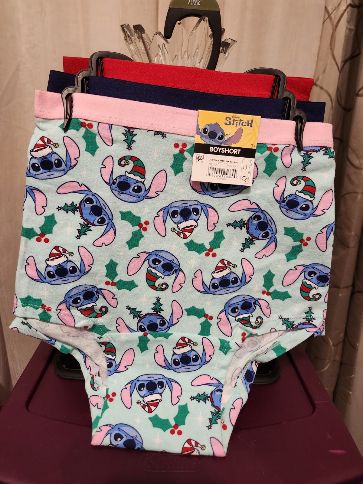 Disney Stitch Women’s Boyshort Panties 3 Pair Christmas XL 16/18 Brand New w Tag