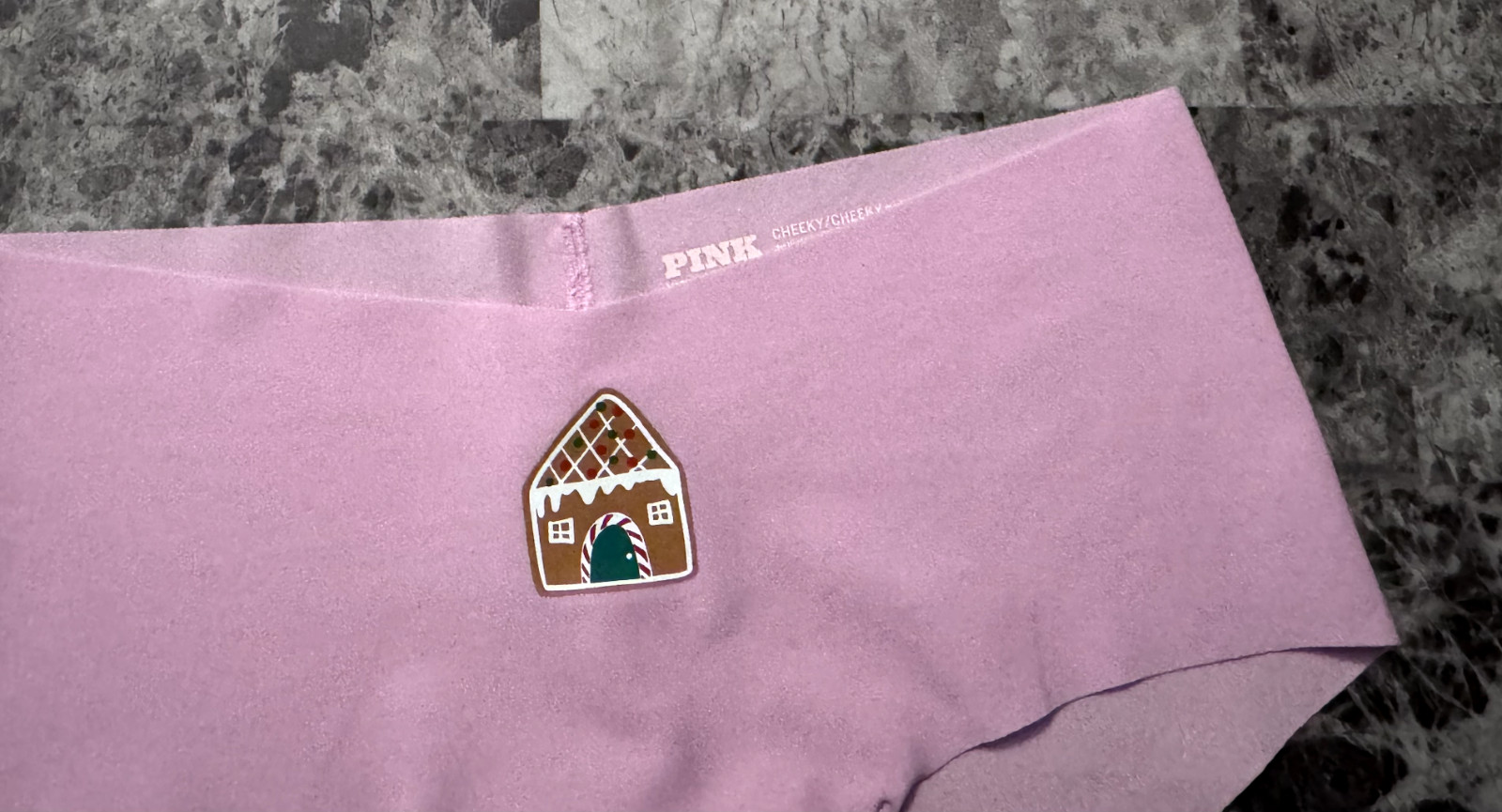 NWOT VICTORIA’S SECRET PINK GINGERBREAD HOUSE CANDY CANE NO SHOW CHEEKY PANTIES