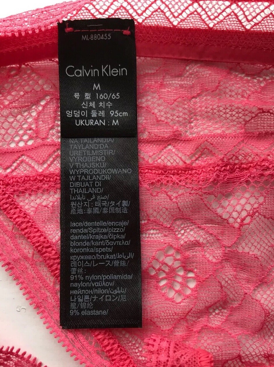 Calvin Klein Black Women’s Obsess Lace Thong – Pink – Large – QF1945E-AFU