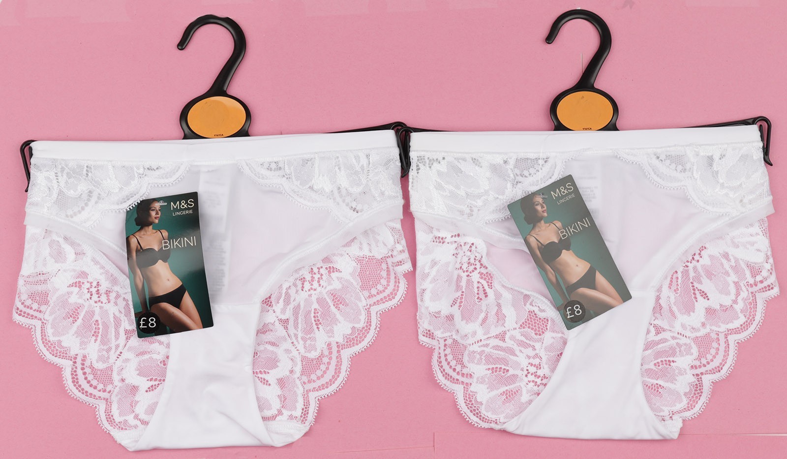 M&S Bikini Knickers White Womens Size 10 x2 zz