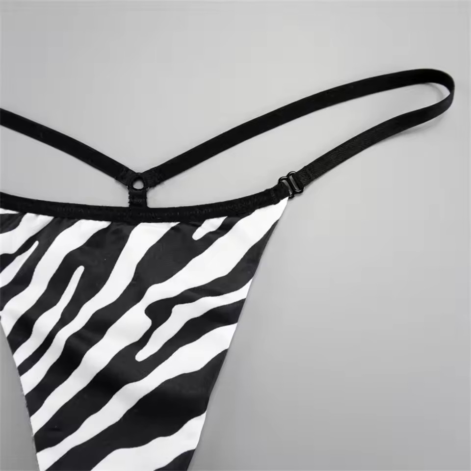 2pc Leopard & Zebra Print Cotton Thong Panties Lot Seamless G-String Women