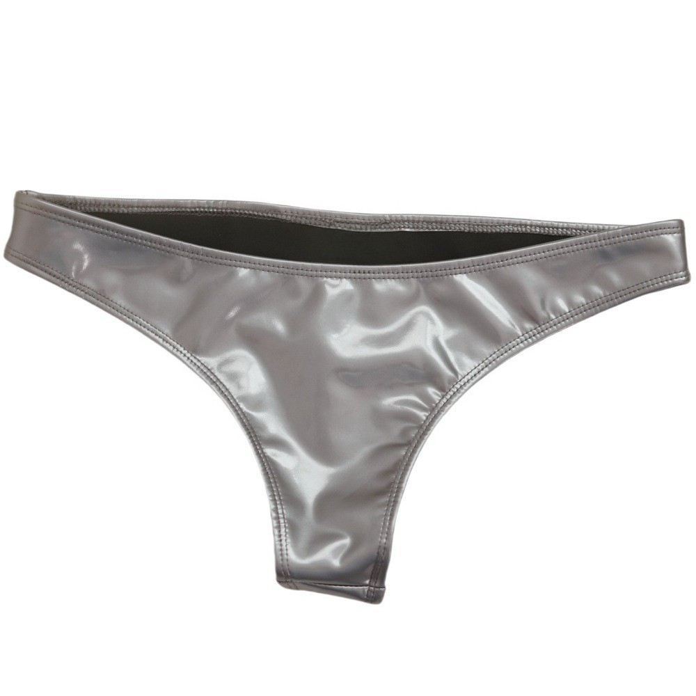 S-2XL Shiny Faux PU Leather Briefs Wet Look PVC Panties Women Underwear Lingerie
