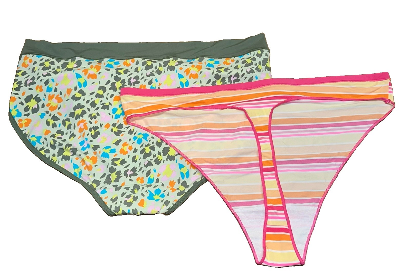 Kindly Yours Panties Mixed 2 Pack- 1 Thong 1 High Cut Panty Women’s XXL 20 New