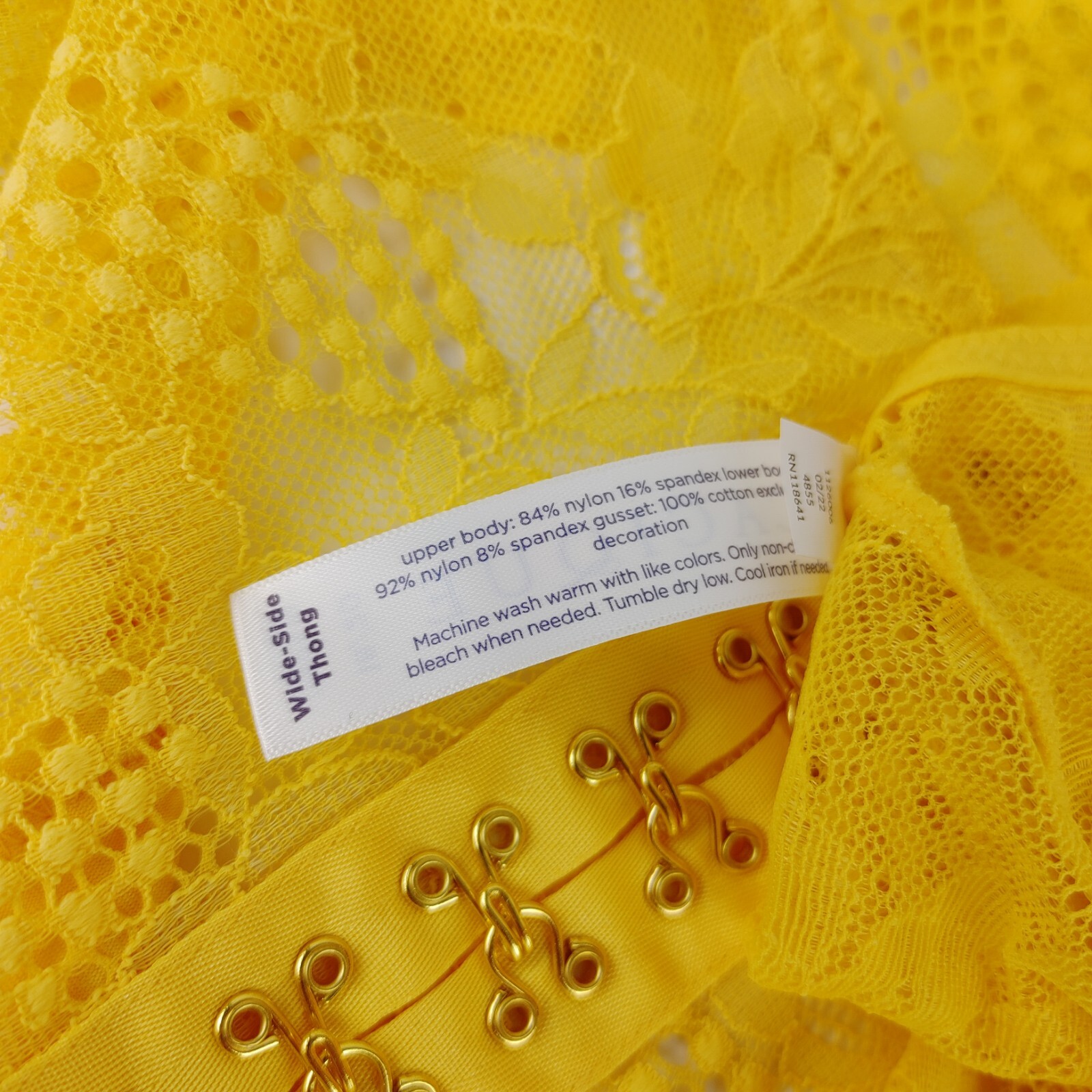 Lane Bryant Cacique Wide Side Thong Hook & Eye Plus Panties W/ Lace Yellow 18/20
