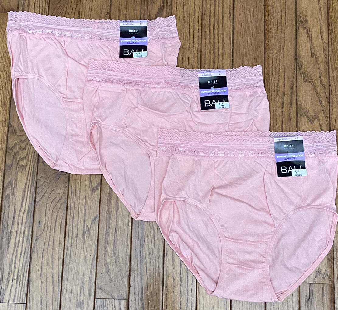 New BALI 3-PACK Women’s Comfort Revolution Seamless Lace Brief Panties Sz 6 / 7