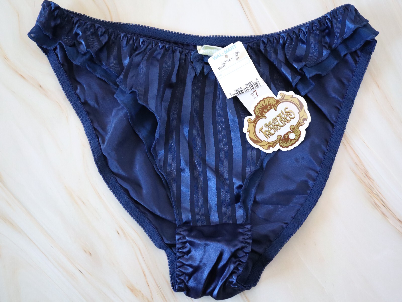 NEW Secret Treasures Wal-Mart VTG 90s Satin Sheer Flutter Brief Panty LARGE