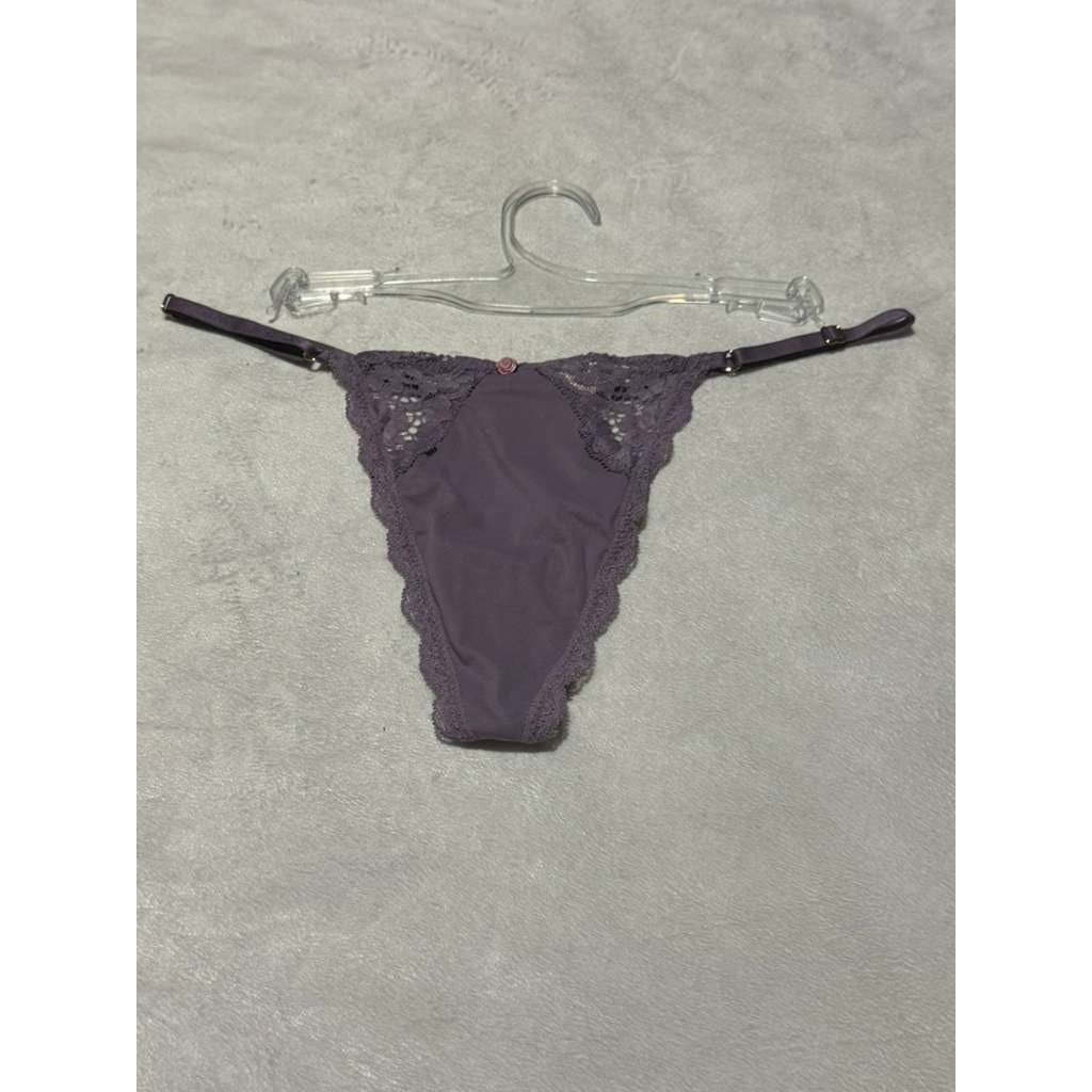 Victoria’s Secret Sexy Illusions Lace Thong Panty Plum Purple Size L NWT