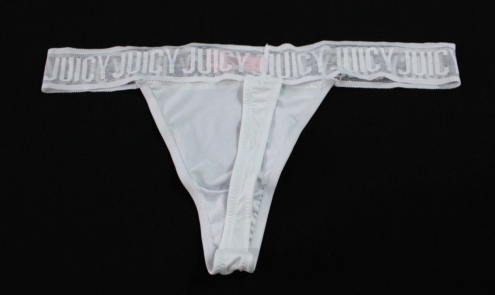 Juicy Couture Women’s Mesh Logo Waistband Stretch Thong DH3 White XL