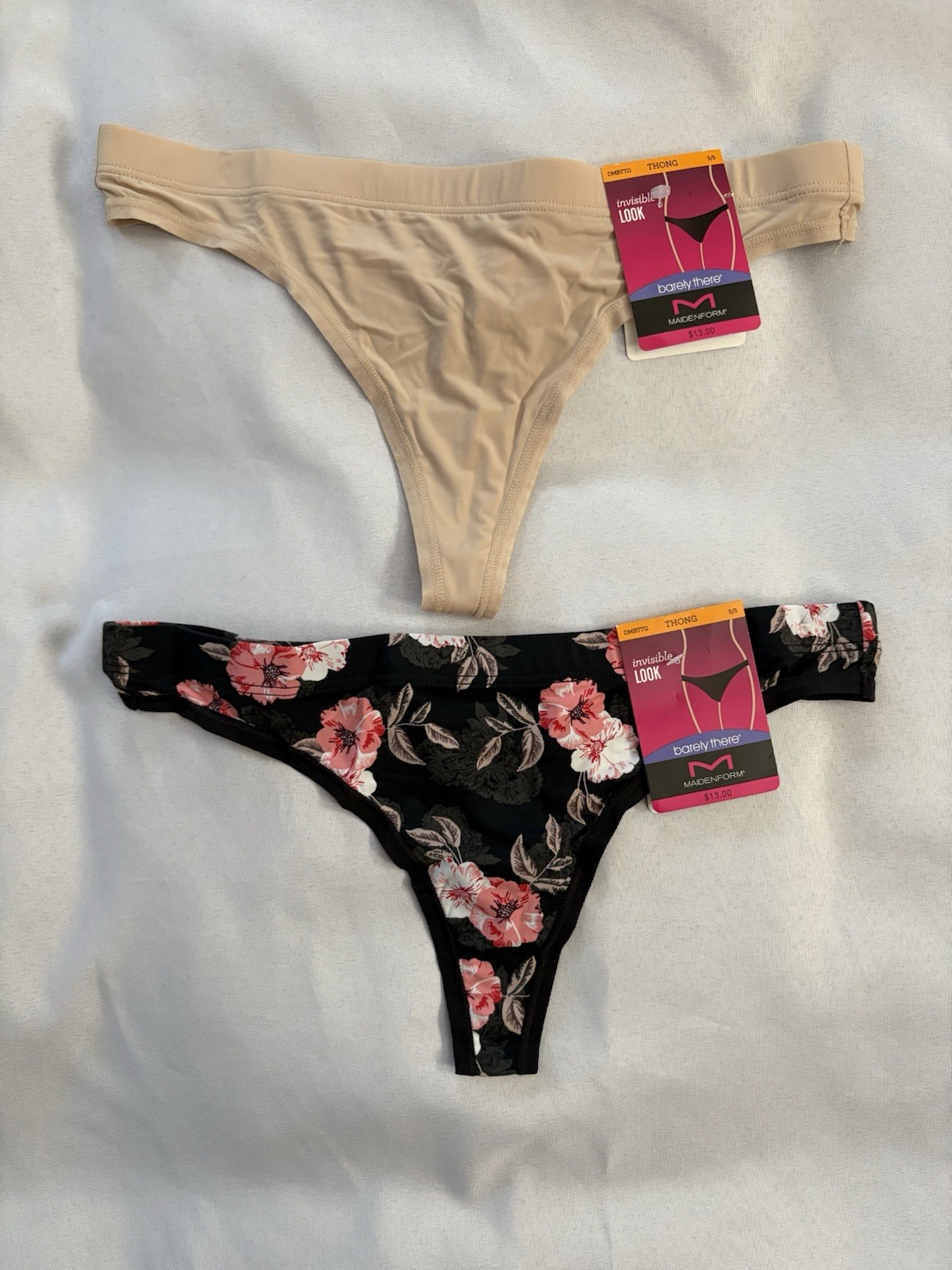 NEW Maidenform Thong Barely There Invisible Look Thong 2 Pair Small 5 Multicolor
