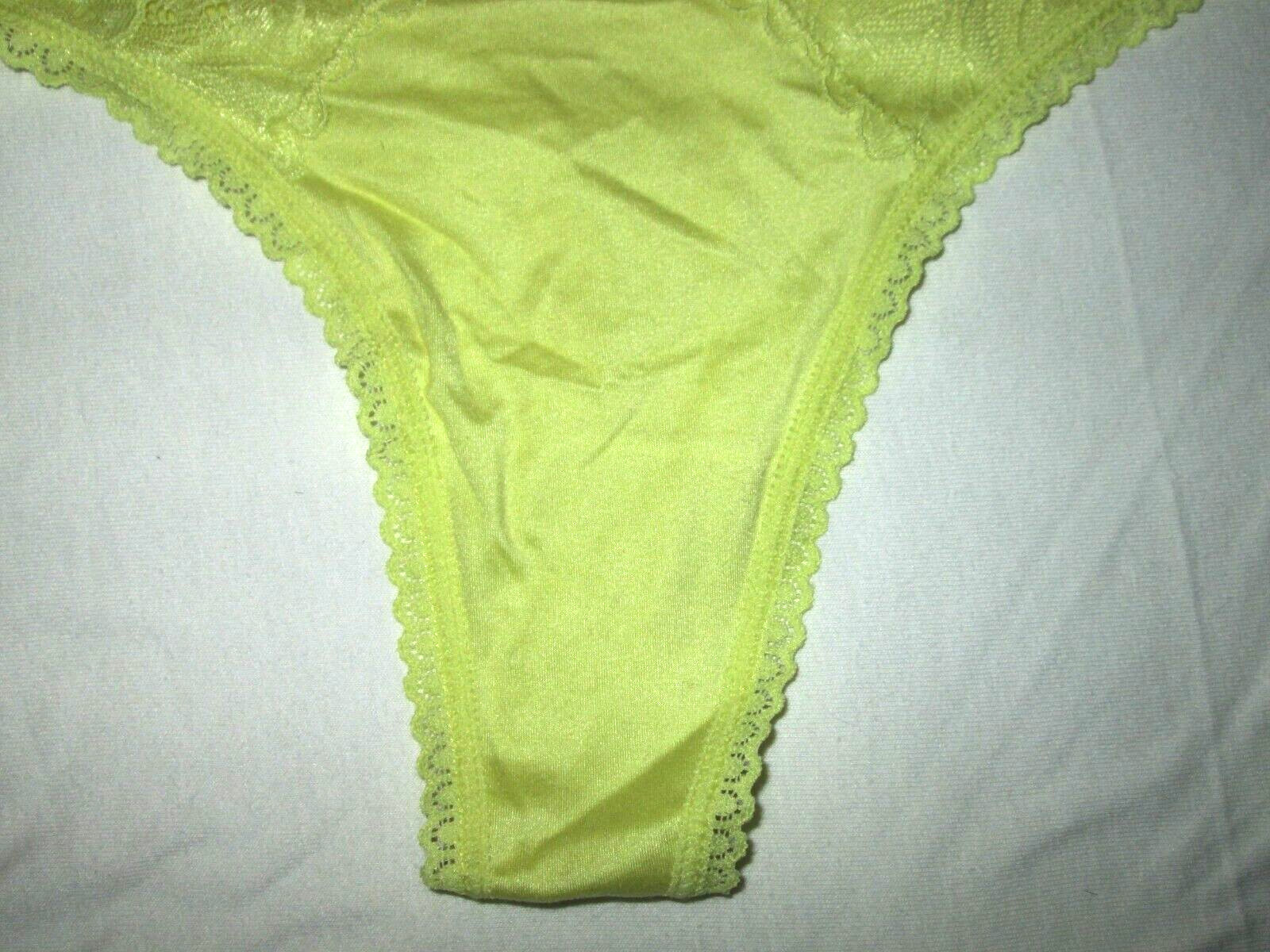 Auden Ladies’ thong-SZ L-NWOT-1 PR-YELLOW MICROFIBER WITH lace trim