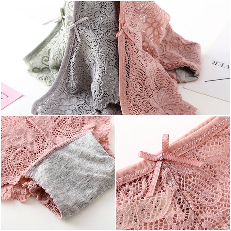 6 Pack Lot Women Sexy Lace Floral Brief Pantie Thong G-string Lingerie Underwear