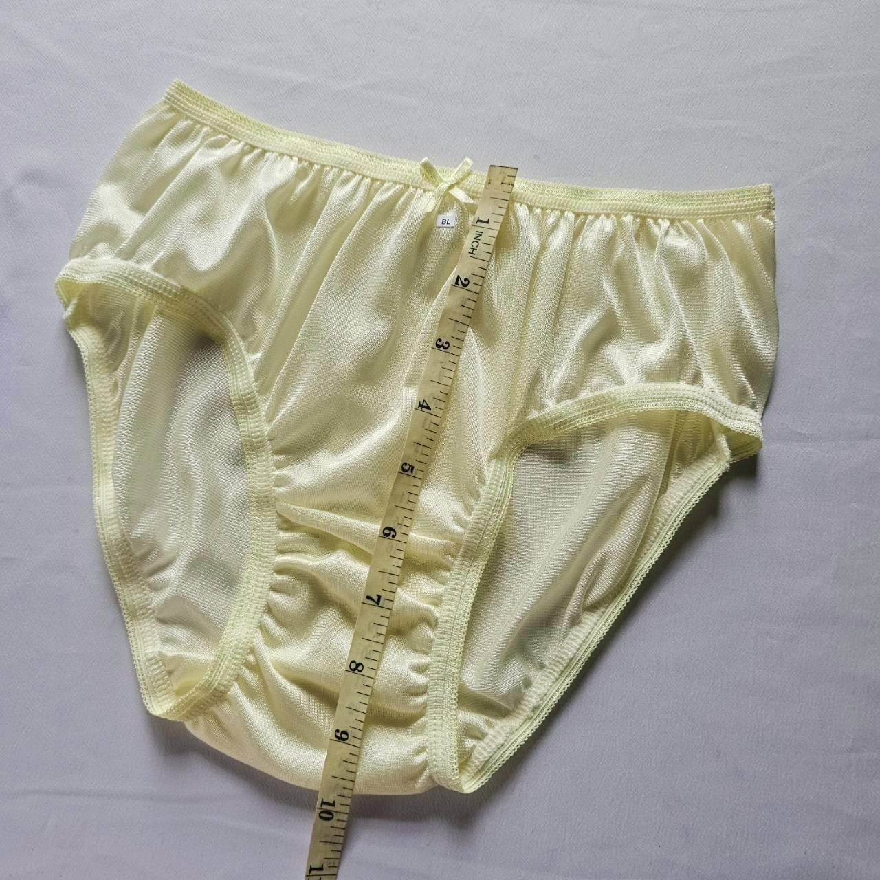 6pcs Yellow Bikini Panties Nylon Underwear Woman Briefs Soft Silky Hip 34″-38″ L