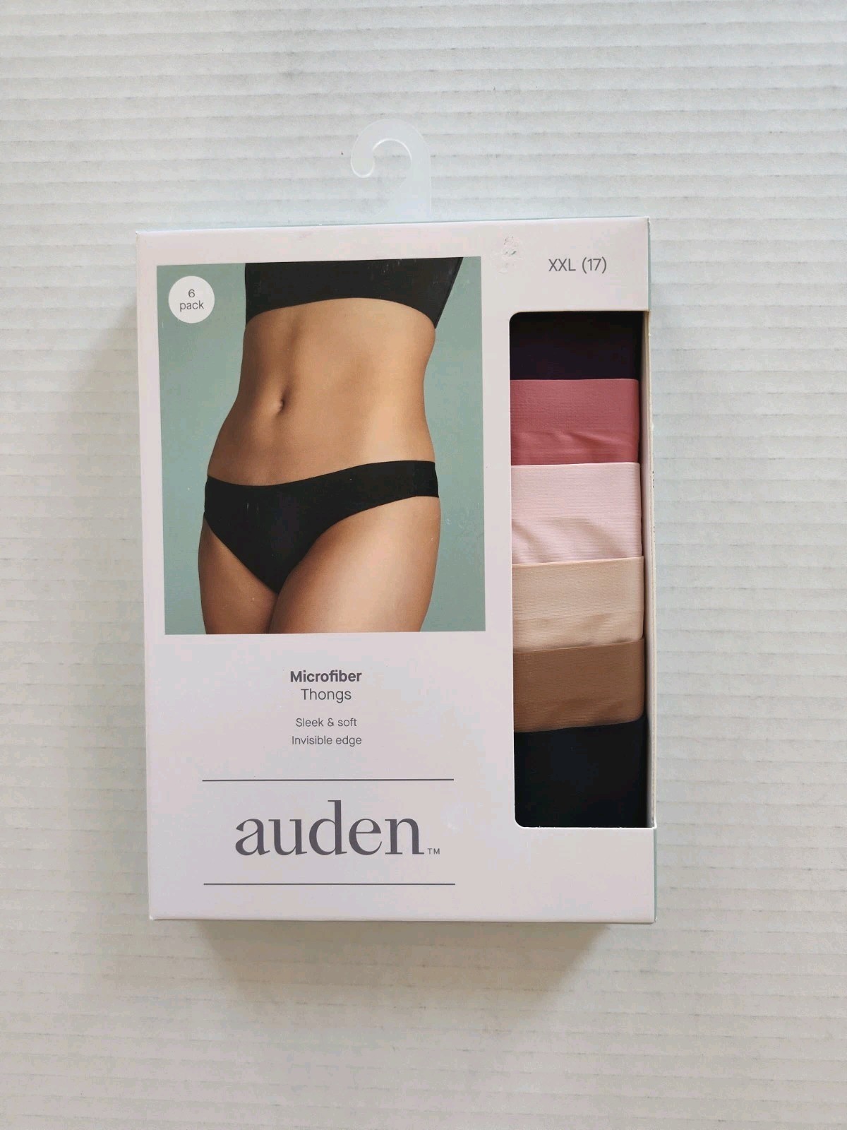 Auden Women’s 6pk Thong Underwear Size XXL Microfiber Invisible Edge