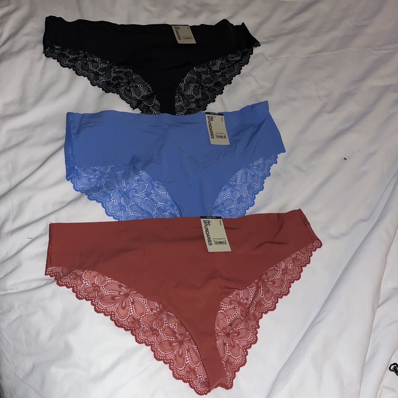 3 Pairs No Boundaries Hipster W Lace Panties Sz XXXL 22 sexy Seamless Bbo