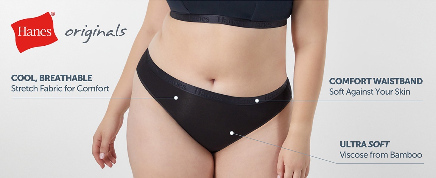 Hanes Originals Women’s 3 Pack SuperSoft Low-Rise Bikini Underwear