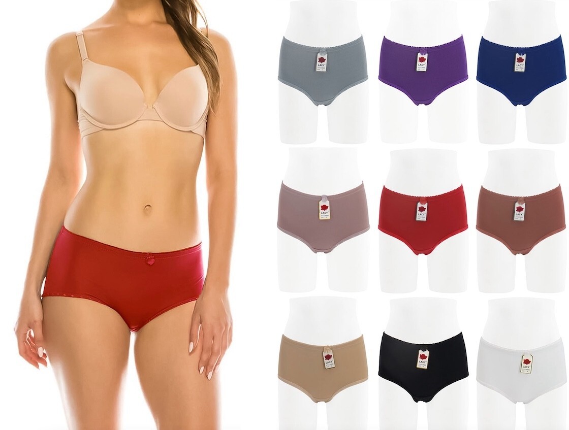 3 or 6 Women Solid Panties Underwear Boyshort Brief Sexy Color S M L XL 2X 9505