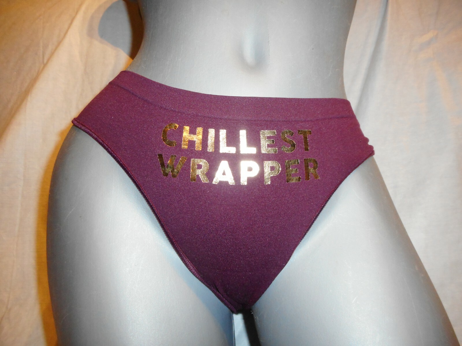 N/W/T Pink By Victoria’s Burgandy/Gold Thong/String Panty Size MEDIUM