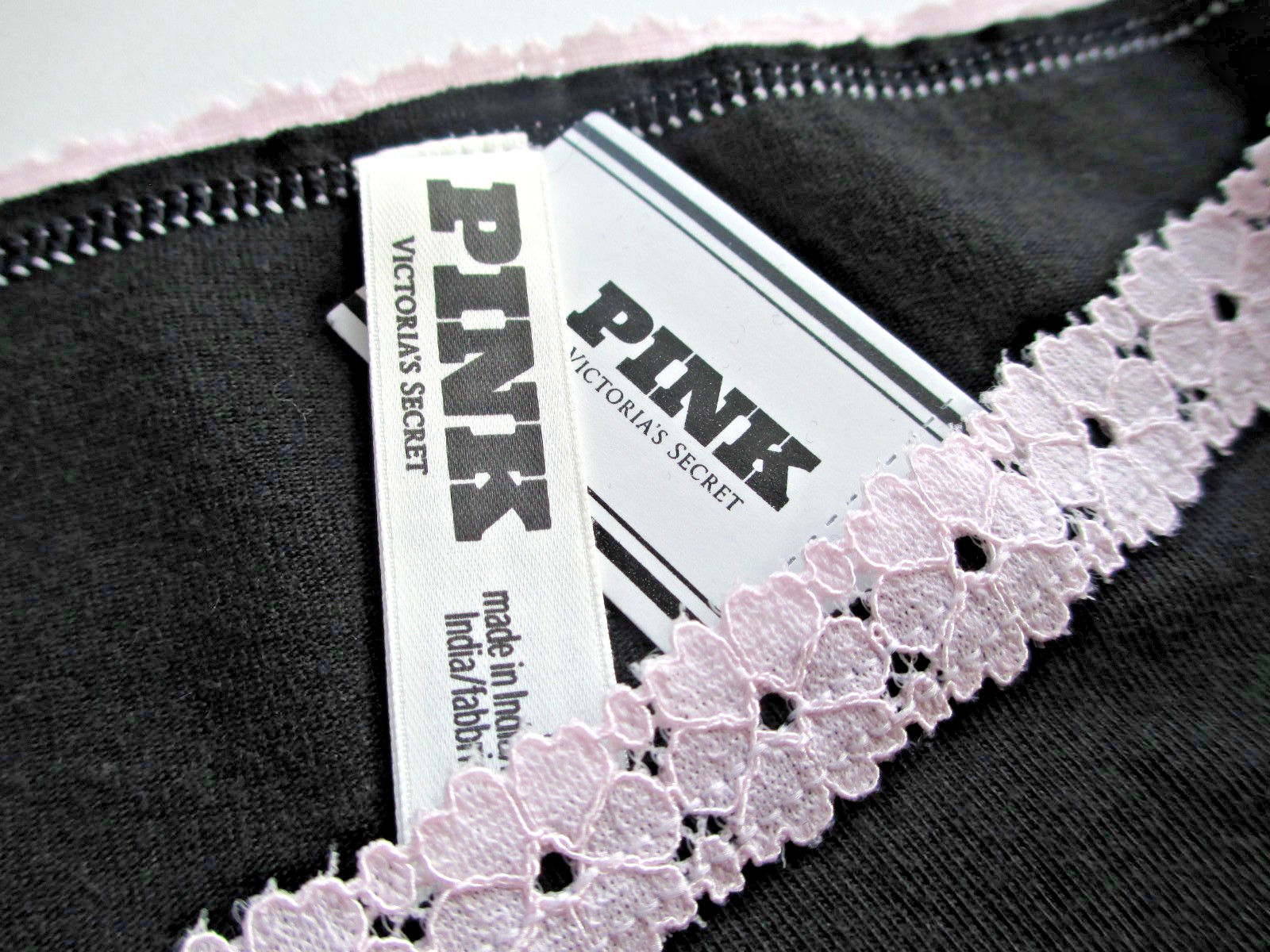 VICTORIA’S SECRET PINK Cotton Boyshort Panty S M L XL Black NWT Lace Trim Ruched