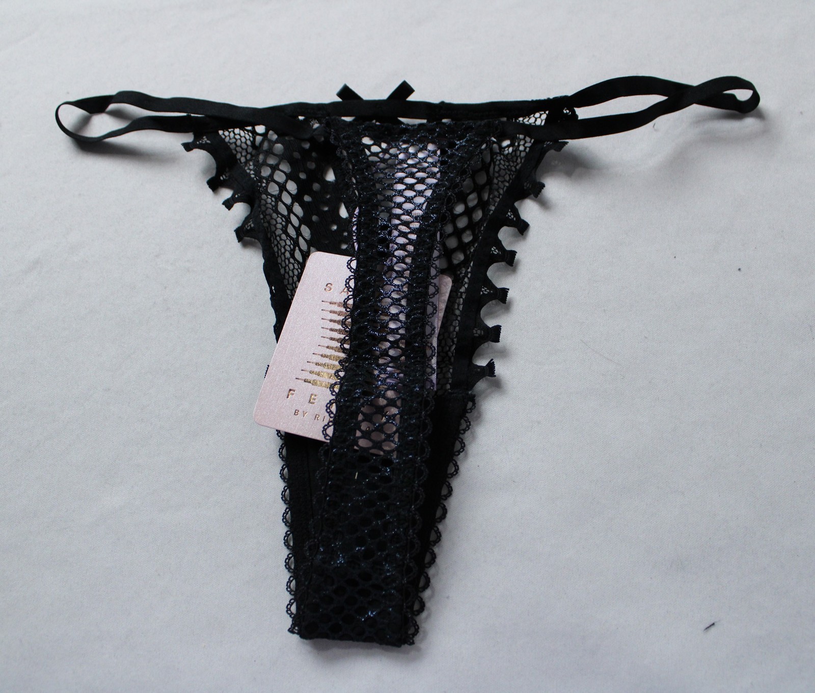 Savage X Fenty Women’s Starlet Nights Thong DH3 Black Caviar/Black Foil NWT
